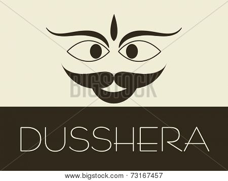 Illustration of kiddish face of Ravana with stylish text.