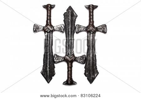 Medieaval swords isolated on the white