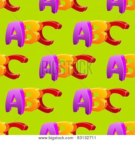 Childlike doodle ABC seamless pattern, flat design.