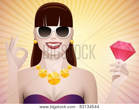 pretty woman with diamond