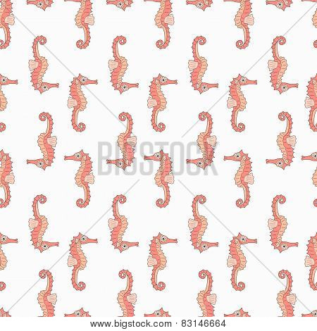 Cute seamless pattern with sea horses