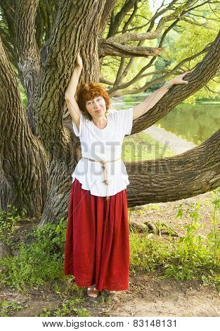 Woman And Willow Tree