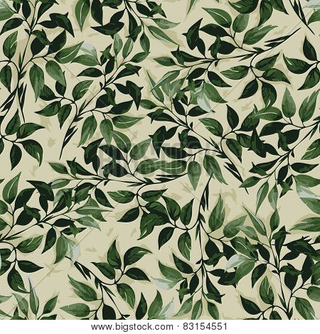 Seamless Floral Pattern With Ficus Leaves