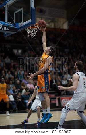VALENCIA, SPAIN - FEBRUARY 15: Loncar during Spanish League match between Valencia Basket Club and Real Madrid at Fonteta Stadium on February 15, 2015 in Valencia, Spain