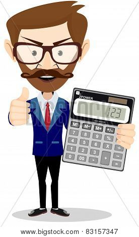 Accountant with a calculator, vector illustration