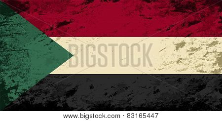Sudanese flag. Grunge background. Vector illustration