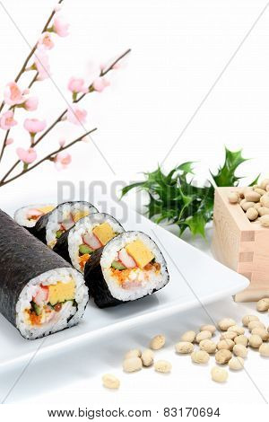 Seafood Rolled Sushi And Soy