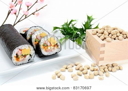 Seafood Rolled Sushi And Soy