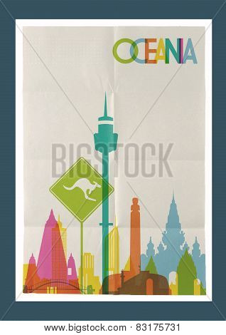 Travel Oceania Landmarks Skyline Vintage Poster