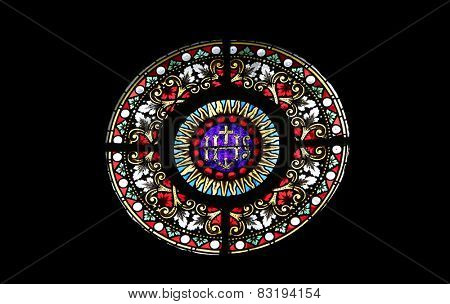 MARIJA BISTRICA, CROATIA - JULY 14: Stained glass window in Basilica Assumption of the Virgin Mary in Marija Bistrica, Croatia, on July 14, 2014