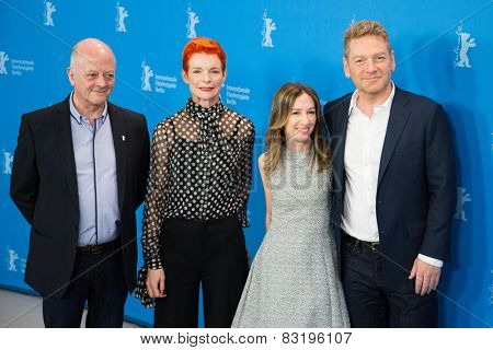 BERLIN, GERMANY - FEBRUARY 13: A. Shearmur, S. Powell, Kenneth Branagh, 'Cinderella' photocall.65th Berlinale International Film Festival at Grand Hyatt Hotel on February 13, 2015 in Berlin, Germany