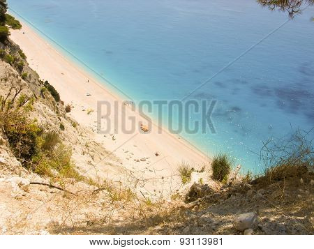 Beach Egremni in Lefkada Greece. A beautiful exotic beach with white sand.