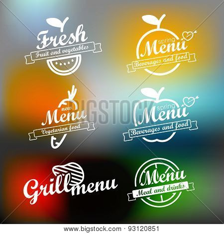 Different menu labels design set. Vector lineart concept 