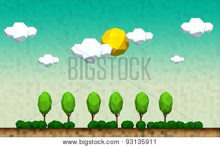geometric tree landscape of a countryside