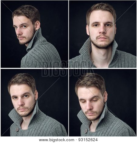 Collage Of Elegant Man In Cardigan