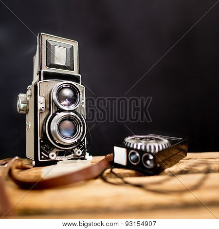 Old Twin-lens Reflex Camera With Light Meter