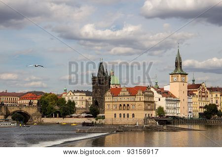 Picturesque view of the Vltava River in Prague