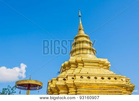 Old Temple With White Cloud And Blue Sky