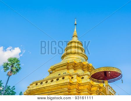 Old Temple With White Cloud And Blue Sky