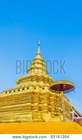 Old Temple With White Cloud And Blue Sky