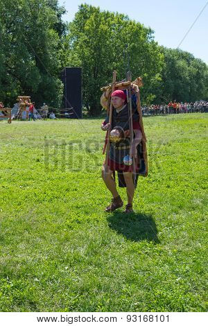 Roman legionary on the march