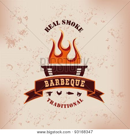 Barbecue BBQ logo with flames