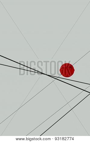Electric power lines with red ball