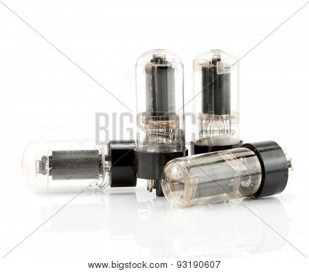 Vintage electron tube isolate on white retro tecnology