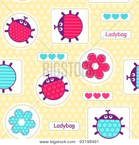 Ladybirds Seamless Vector Pattern