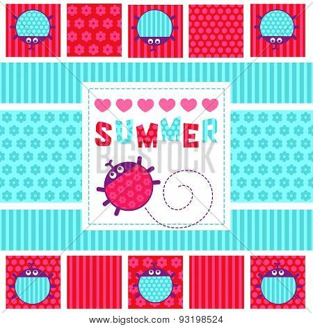 card ladybugs vector illustration