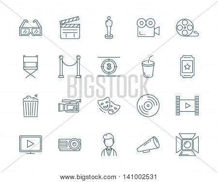 Cinema vector icons set modern line style