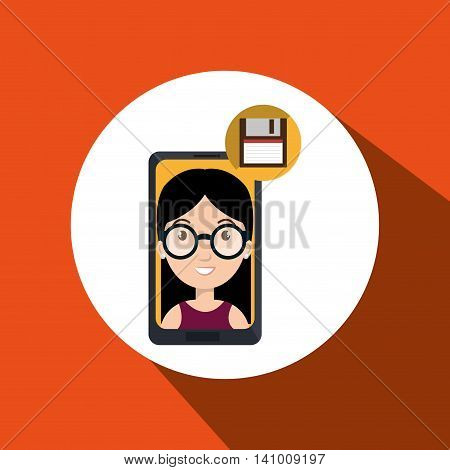 smartphone person tecnology floopy vector illustration graphic