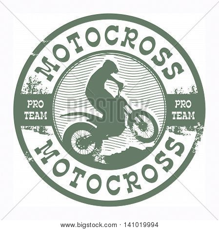 Motocross grunge abstract team stamp, vector illustration