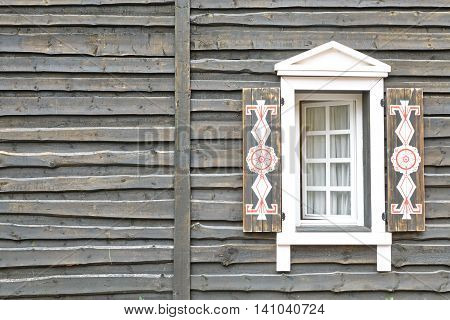 Wooden House Wall In Vintage Modern Rustic Style With Window