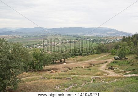 View of the valley in the vicinity of Sevastopol, Crimea.The slope of Sapun mountain