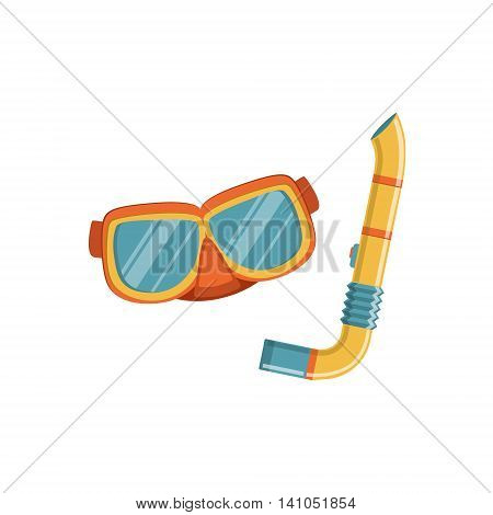 Diving Mask And Snorkel Bright Color Cartoon Simple Style Flat Vector Illustration Isolated On White Background