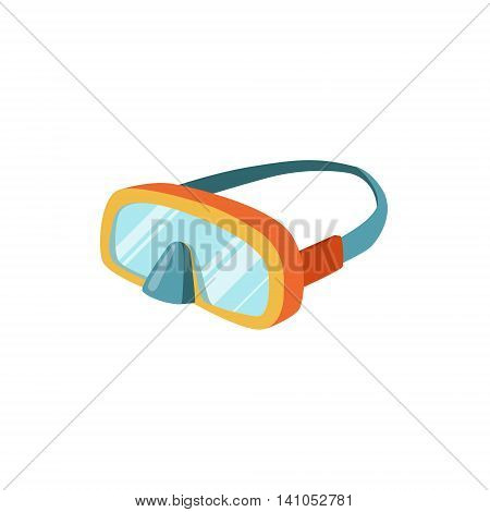 Scuba Diving Mask With Strap Bright Color Cartoon Simple Style Flat Vector Illustration Isolated On White Background