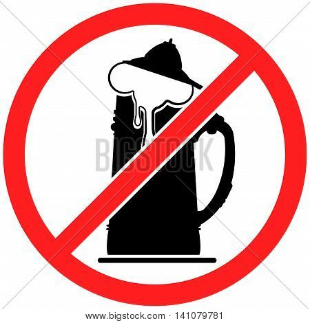 Prohibition sign icon No beer vector illustration with beerglass