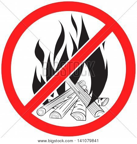 Prohibition sign icon no  bonfire vector illustration