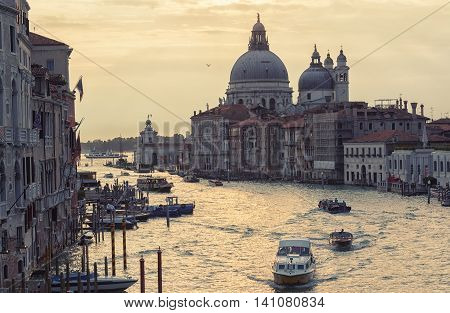 Santa Maria della Salute church on a sunset Venice Italy