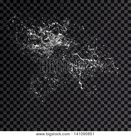 Isolated splash of silver on a black rendering transparent background.3D illustration.