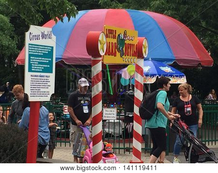BRISTOL, CT - JUL 9: Lake Compounce in Bristol, Connecticut, as seen on July 9, 2016. Opened in 1846, it is the oldest continuously-operating amusement park in the United States.