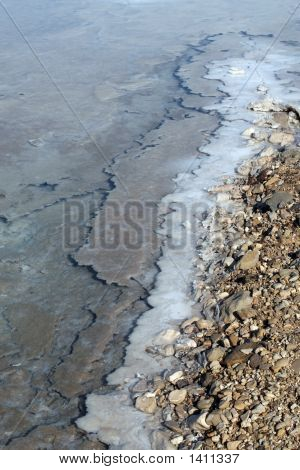 Linea di riva sale e minerali del Mar morto 