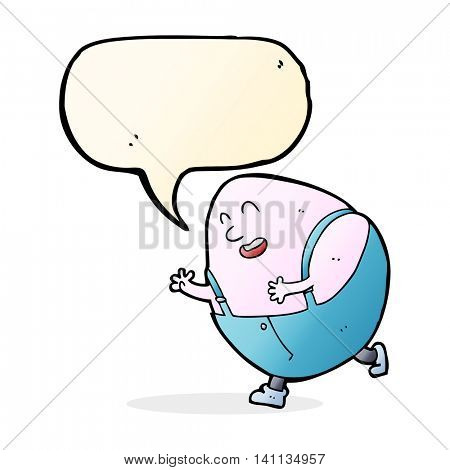 cartoon humpty dumpty egg character with speech bubble