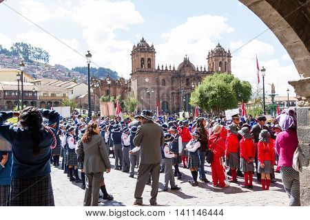 Swearing Of The School Police Or Juramentacion De La Policia Escolar En Cusco
