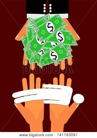 Contract or Proxy Killer - Hands handing large amount of money to another pair of hands giving a dead person in exchange