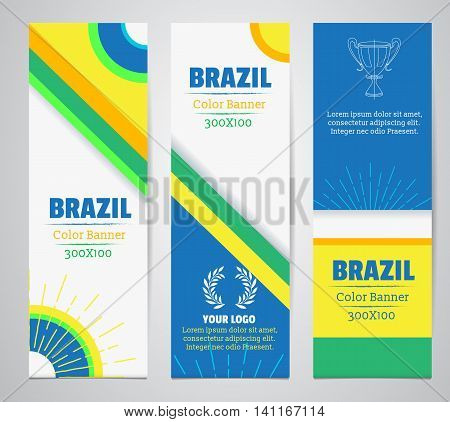Set of abstract banner, Brazil theme color, Vector illustration.