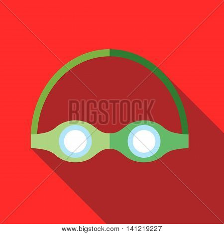 Swimming goggles icon in flat style on a red background