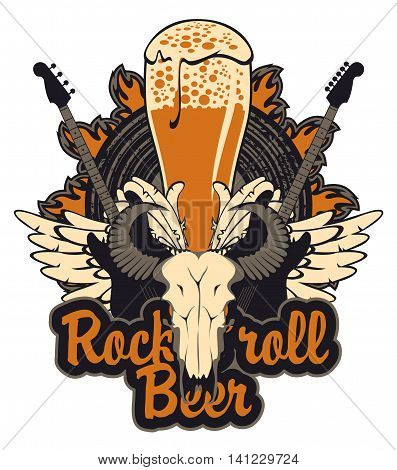 Banner for the pub with live music and electric guitar and bull skull