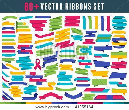 Banners and ribbons vector design collection. Set of banners and ribbons. Vector illustration. Flat design of Web Stickers